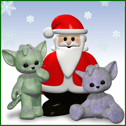 santa with two stuffed animals image